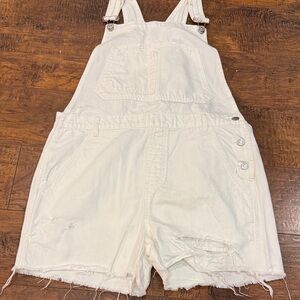 Topshop White Denim Overalls